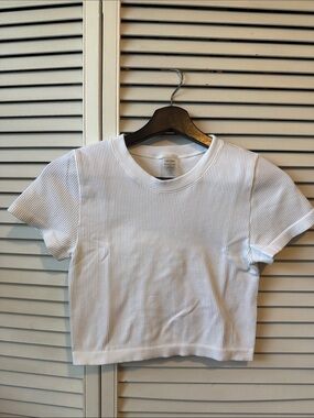 Aritzia White Ribbed Crop Top
